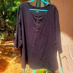 Black Henley Tee, Size 3X